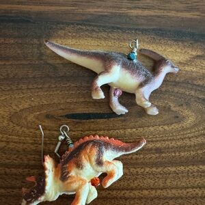 Dinosaur Earrings - Brown and Orange